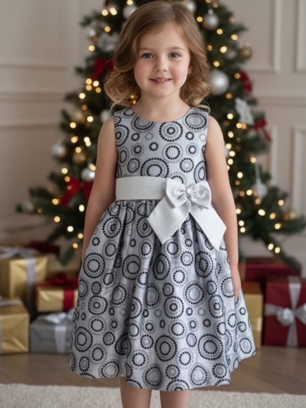 NWOT Jayne Copeland Sequin Circle-Print Party Dress